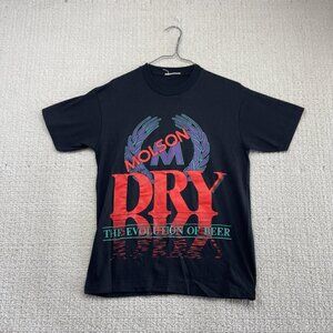 Vintage 90s Molson Dry T Shirt Black Canada Evolution of Beer Merch Read